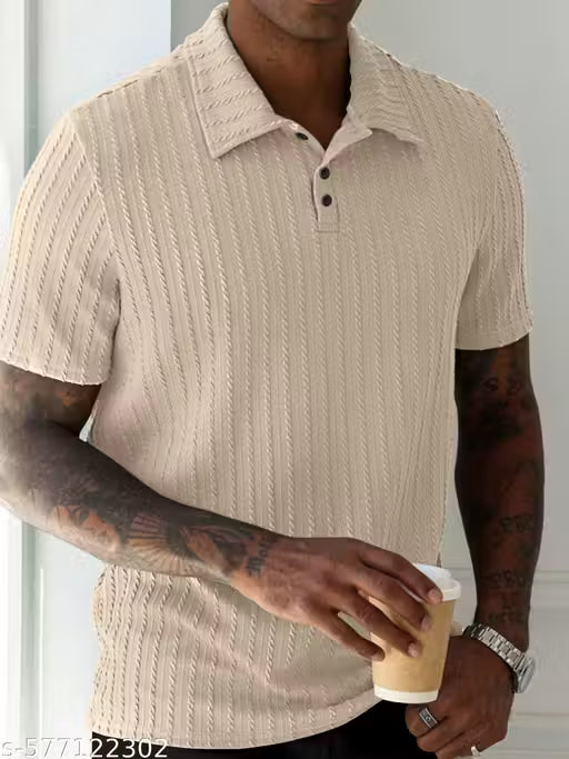 Cable Knit Textured Polo Shirt