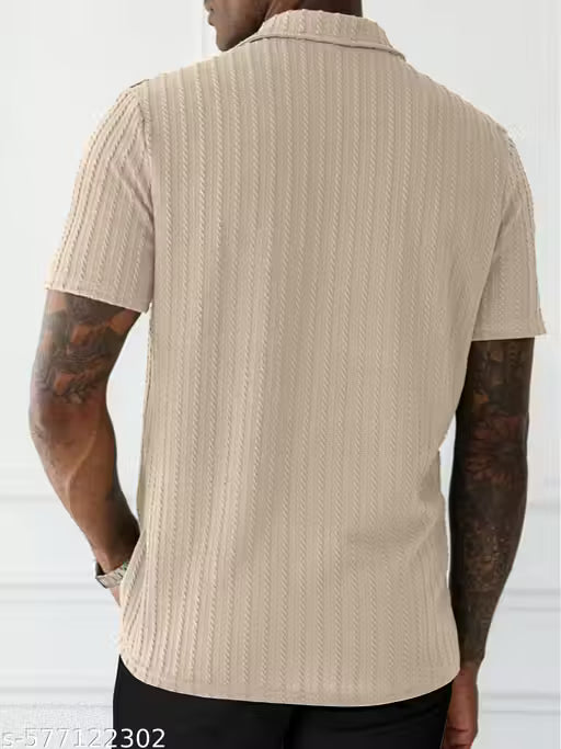 Cable Knit Textured Polo Shirt