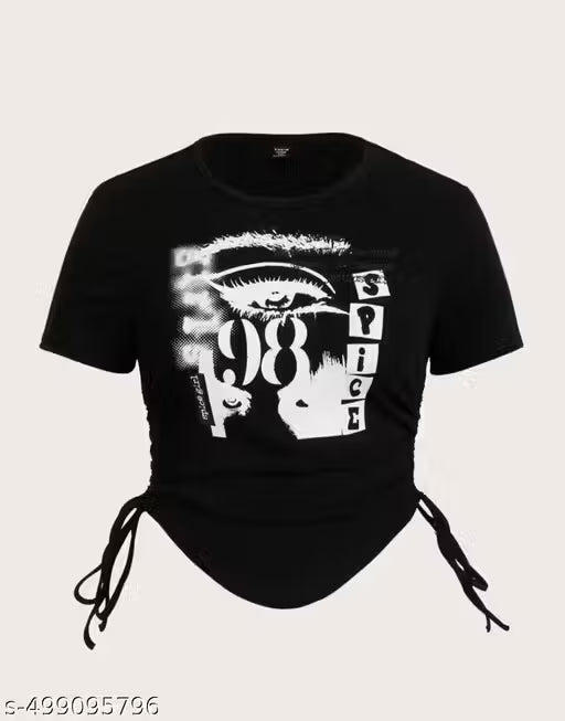 Spice Graphic Crop Top with Side Ties