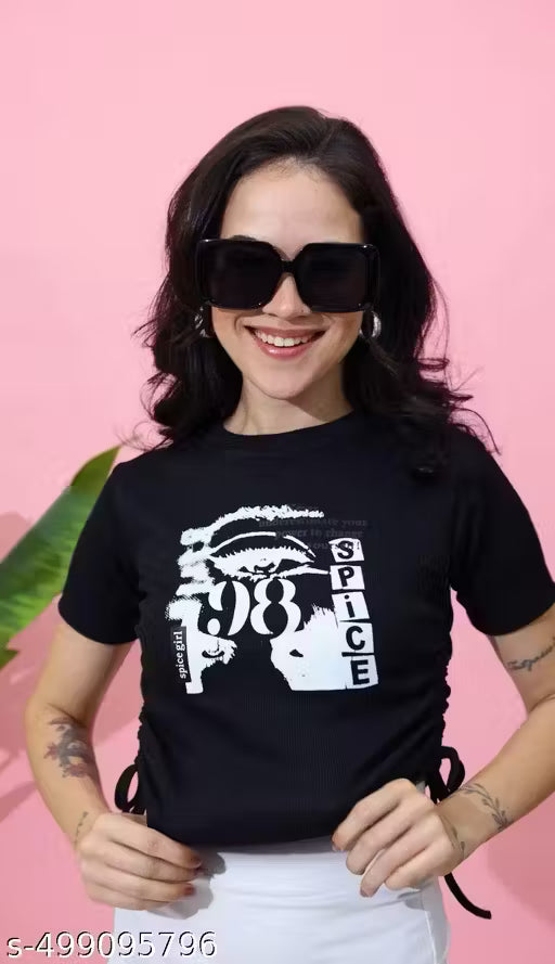 Spice Graphic Crop Top with Side Ties