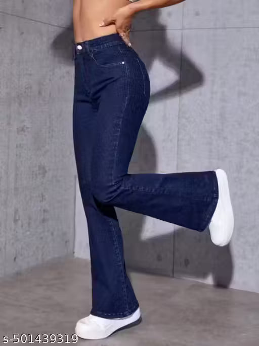 High-Waisted Flared Denim Jeans