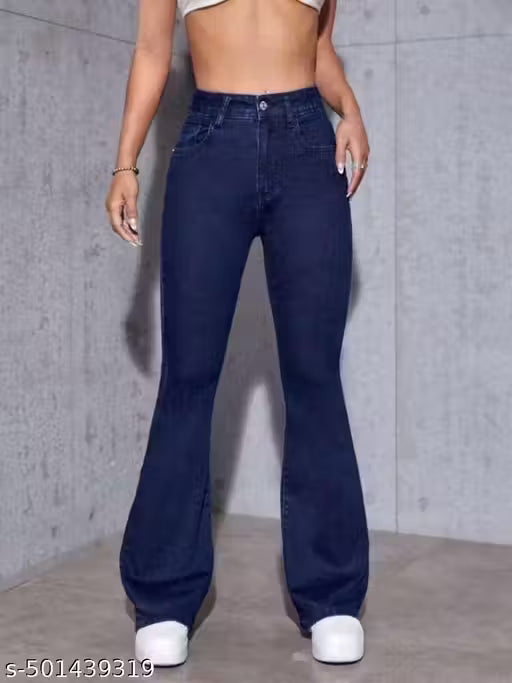 High-Waisted Flared Denim Jeans