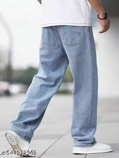 Light Blue Wide Leg Denim Jeans
