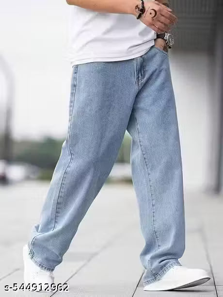 Light Blue Wide Leg Denim Jeans