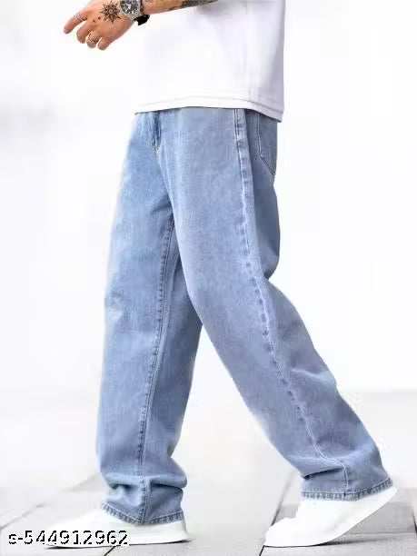 Light Blue Wide Leg Denim Jeans