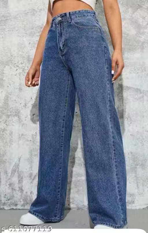 Women's Light Blue Wide-Leg Denim Jeans