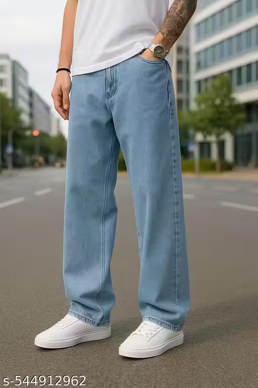 Light Blue Wide Leg Denim Jeans