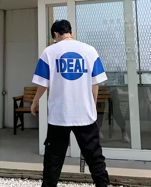 Oversized Blue & White Color block T-Shirt - Street Style