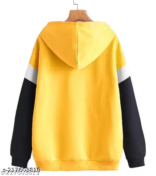 Colorblock Striped Hoodie - Yellow Black White