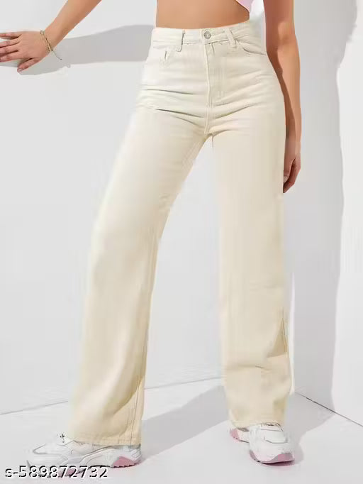 Women's Cream Wide Leg Cargo Pants