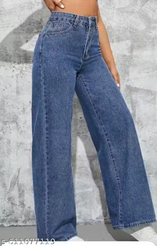 Women's Light Blue Wide-Leg Denim Jeans